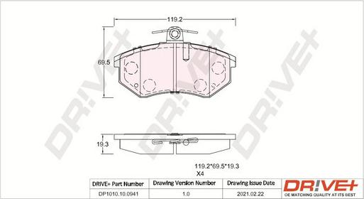 Dr!ve+ DP1010.10.0941 - Kit de plaquettes de frein, frein à disque cwaw.fr