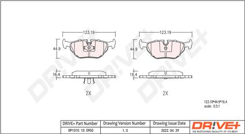 Dr!ve+ DP1010.10.0950 - Kit de plaquettes de frein, frein à disque cwaw.fr