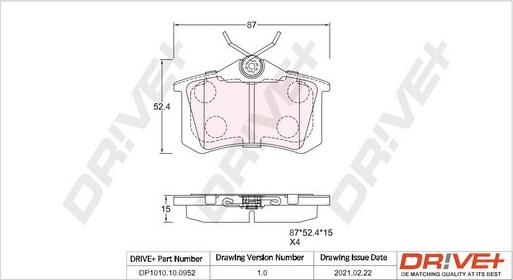 Dr!ve+ DP1010.10.0952 - Kit de plaquettes de frein, frein à disque cwaw.fr