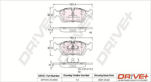 Dr!ve+ DP1010.10.0960 - Kit de plaquettes de frein, frein à disque cwaw.fr