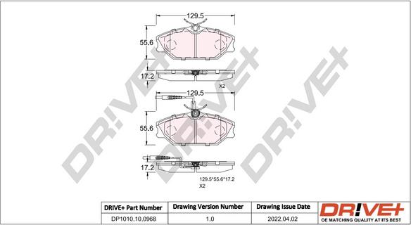 Dr!ve+ DP1010.10.0968 - Kit de plaquettes de frein, frein à disque cwaw.fr