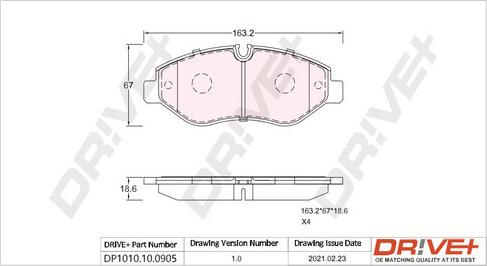 Dr!ve+ DP1010.10.0905 - Kit de plaquettes de frein, frein à disque cwaw.fr