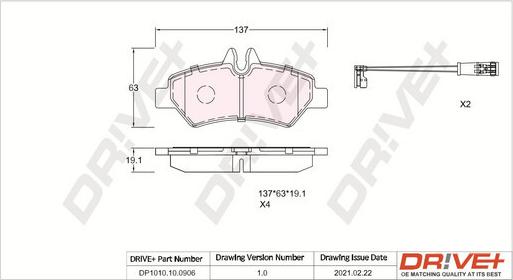 Dr!ve+ DP1010.10.0906 - Kit de plaquettes de frein, frein à disque cwaw.fr