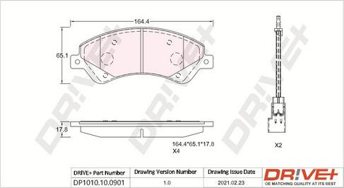 Dr!ve+ DP1010.10.0901 - Kit de plaquettes de frein, frein à disque cwaw.fr