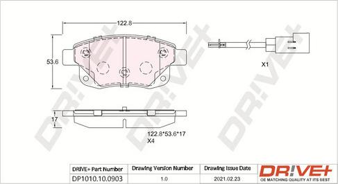 Dr!ve+ DP1010.10.0903 - Kit de plaquettes de frein, frein à disque cwaw.fr