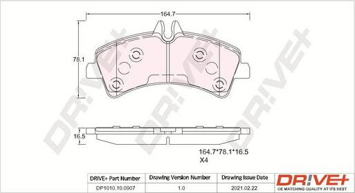 Dr!ve+ DP1010.10.0907 - Kit de plaquettes de frein, frein à disque cwaw.fr