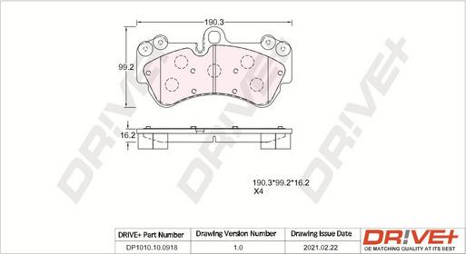 Dr!ve+ DP1010.10.0918 - Kit de plaquettes de frein, frein à disque cwaw.fr