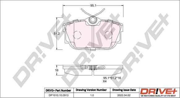 Dr!ve+ DP1010.10.0913 - Kit de plaquettes de frein, frein à disque cwaw.fr