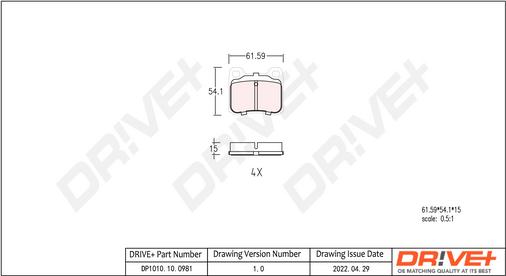 Dr!ve+ DP1010.10.0981 - Kit de plaquettes de frein, frein à disque cwaw.fr