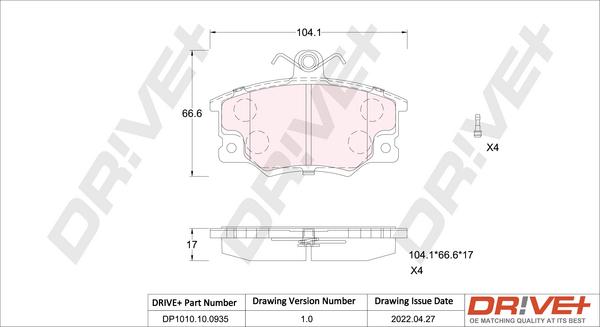 Dr!ve+ DP1010.10.0935 - Kit de plaquettes de frein, frein à disque cwaw.fr