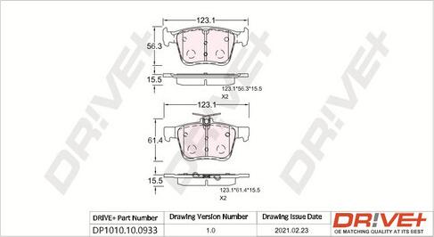 Dr!ve+ DP1010.10.0933 - Kit de plaquettes de frein, frein à disque cwaw.fr