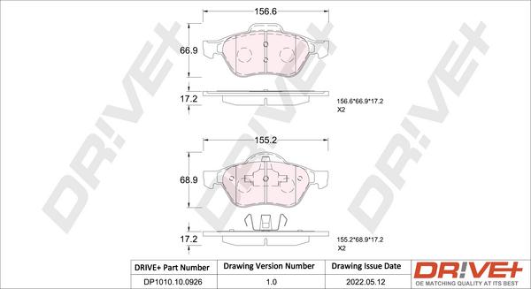 Dr!ve+ DP1010.10.0926 - Kit de plaquettes de frein, frein à disque cwaw.fr