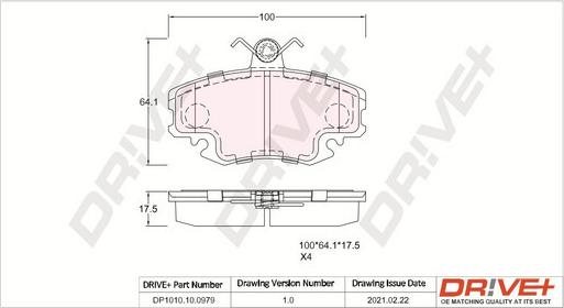 Dr!ve+ DP1010.10.0979 - Kit de plaquettes de frein, frein à disque cwaw.fr