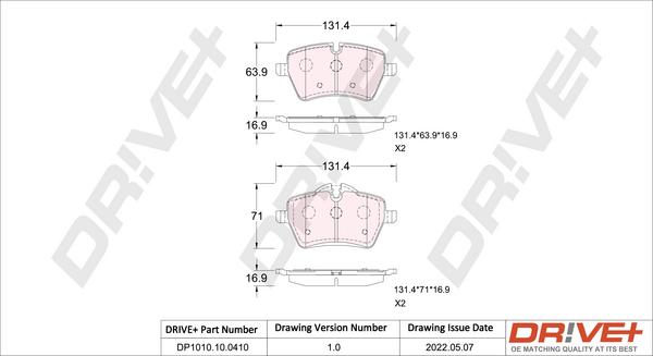 Dr!ve+ DP1010.10.0410 - Kit de plaquettes de frein, frein à disque cwaw.fr