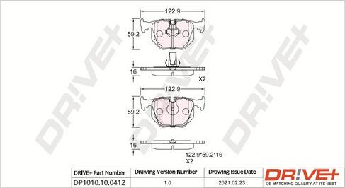 Dr!ve+ DP1010.10.0412 - Kit de plaquettes de frein, frein à disque cwaw.fr