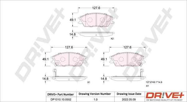 Dr!ve+ DP1010.10.0552 - Kit de plaquettes de frein, frein à disque cwaw.fr