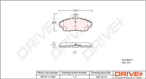 Dr!ve+ DP1010.10.0501 - Kit de plaquettes de frein, frein à disque cwaw.fr