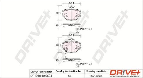 Dr!ve+ DP1010.10.0604 - Kit de plaquettes de frein, frein à disque cwaw.fr