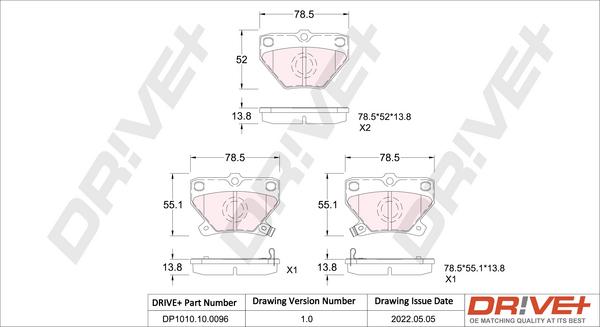 Dr!ve+ DP1010.10.0096 - Kit de plaquettes de frein, frein à disque cwaw.fr