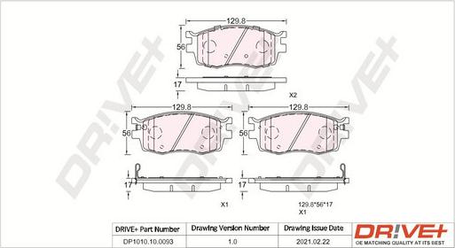 Dr!ve+ DP1010.10.0093 - Kit de plaquettes de frein, frein à disque cwaw.fr