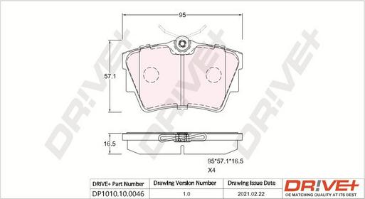 Dr!ve+ DP1010.10.0046 - Kit de plaquettes de frein, frein à disque cwaw.fr