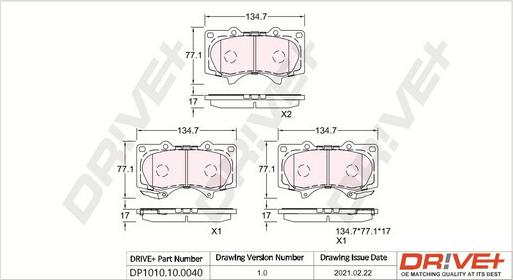 Dr!ve+ DP1010.10.0040 - Kit de plaquettes de frein, frein à disque cwaw.fr