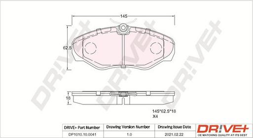 Dr!ve+ DP1010.10.0041 - Kit de plaquettes de frein, frein à disque cwaw.fr