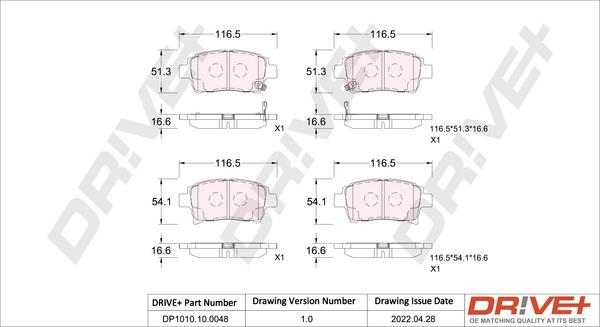 Dr!ve+ DP1010.10.0048 - Kit de plaquettes de frein, frein à disque cwaw.fr