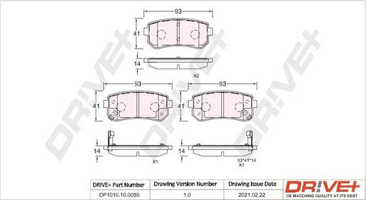 Dr!ve+ DP1010.10.0059 - Kit de plaquettes de frein, frein à disque cwaw.fr