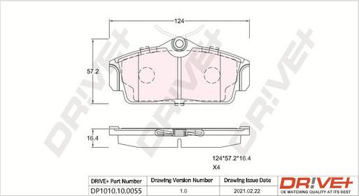 Dr!ve+ DP1010.10.0055 - Kit de plaquettes de frein, frein à disque cwaw.fr