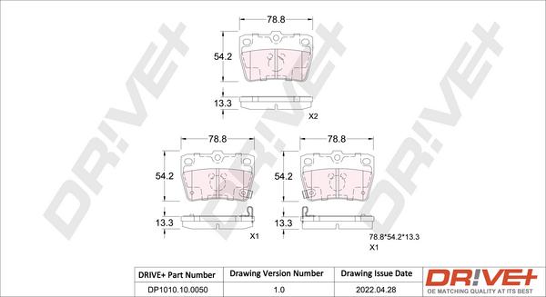 Dr!ve+ DP1010.10.0050 - Kit de plaquettes de frein, frein à disque cwaw.fr