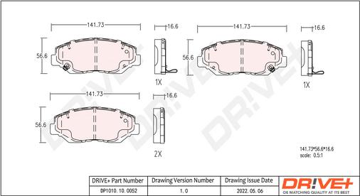 Dr!ve+ DP1010.10.0052 - Kit de plaquettes de frein, frein à disque cwaw.fr