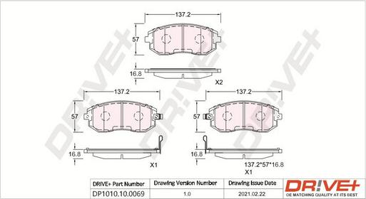 Dr!ve+ DP1010.10.0069 - Kit de plaquettes de frein, frein à disque cwaw.fr