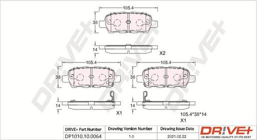 Dr!ve+ DP1010.10.0064 - Kit de plaquettes de frein, frein à disque cwaw.fr