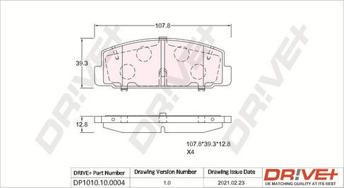 Dr!ve+ DP1010.10.0004 - Kit de plaquettes de frein, frein à disque cwaw.fr