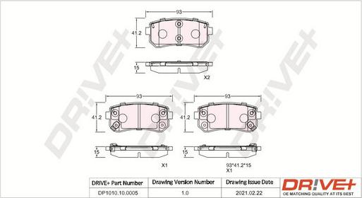 Dr!ve+ DP1010.10.0005 - Kit de plaquettes de frein, frein à disque cwaw.fr