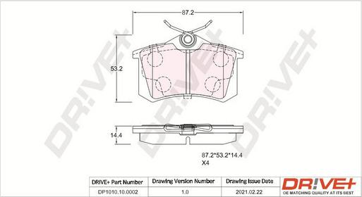 Dr!ve+ DP1010.10.0002 - Kit de plaquettes de frein, frein à disque cwaw.fr