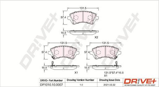 Dr!ve+ DP1010.10.0007 - Kit de plaquettes de frein, frein à disque cwaw.fr