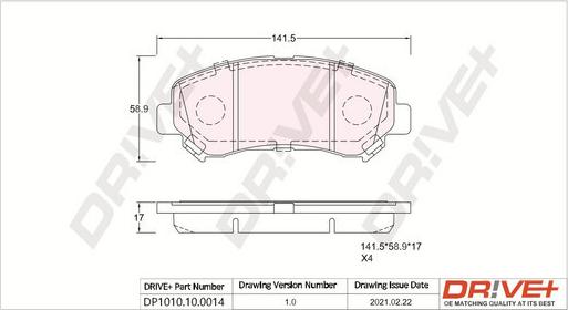 Dr!ve+ DP1010.10.0014 - Kit de plaquettes de frein, frein à disque cwaw.fr