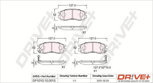 Dr!ve+ DP1010.10.0015 - Kit de plaquettes de frein, frein à disque cwaw.fr