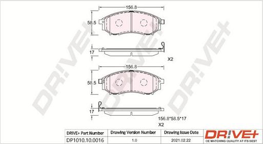 Dr!ve+ DP1010.10.0016 - Kit de plaquettes de frein, frein à disque cwaw.fr