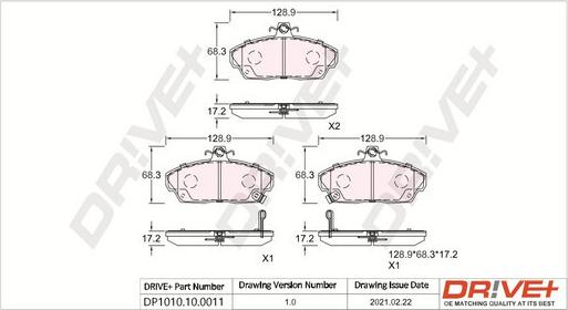 Dr!ve+ DP1010.10.0011 - Kit de plaquettes de frein, frein à disque cwaw.fr