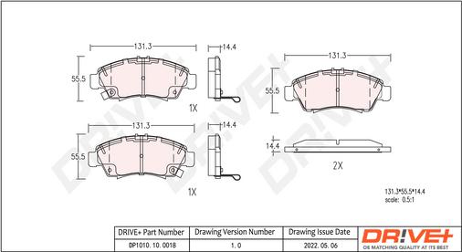 Dr!ve+ DP1010.10.0018 - Kit de plaquettes de frein, frein à disque cwaw.fr