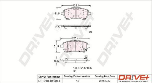 Dr!ve+ DP1010.10.0013 - Kit de plaquettes de frein, frein à disque cwaw.fr