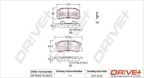 Dr!ve+ DP1010.10.0012 - Kit de plaquettes de frein, frein à disque cwaw.fr