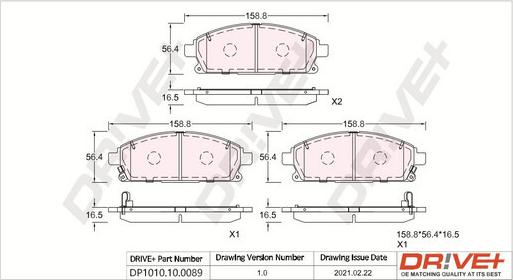 Dr!ve+ DP1010.10.0089 - Kit de plaquettes de frein, frein à disque cwaw.fr