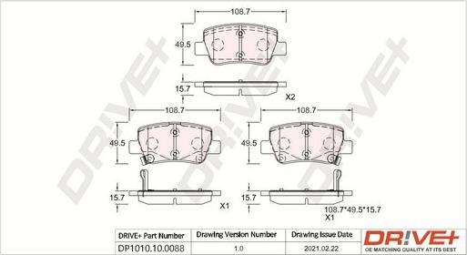 Dr!ve+ DP1010.10.0088 - Kit de plaquettes de frein, frein à disque cwaw.fr