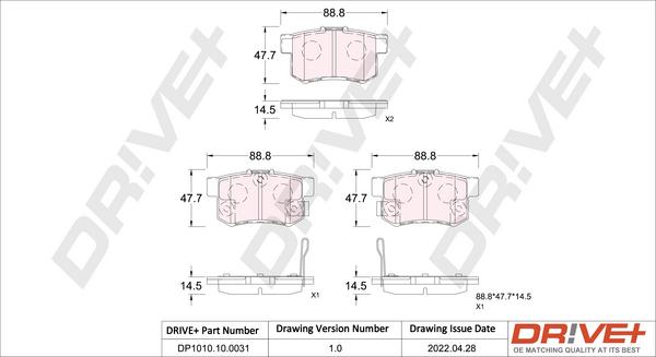 Dr!ve+ DP1010.10.0031 - Kit de plaquettes de frein, frein à disque cwaw.fr