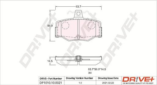 Dr!ve+ DP1010.10.0021 - Kit de plaquettes de frein, frein à disque cwaw.fr