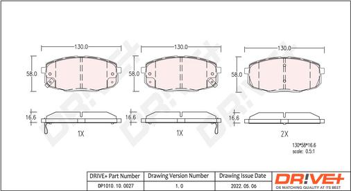 Dr!ve+ DP1010.10.0027 - Kit de plaquettes de frein, frein à disque cwaw.fr